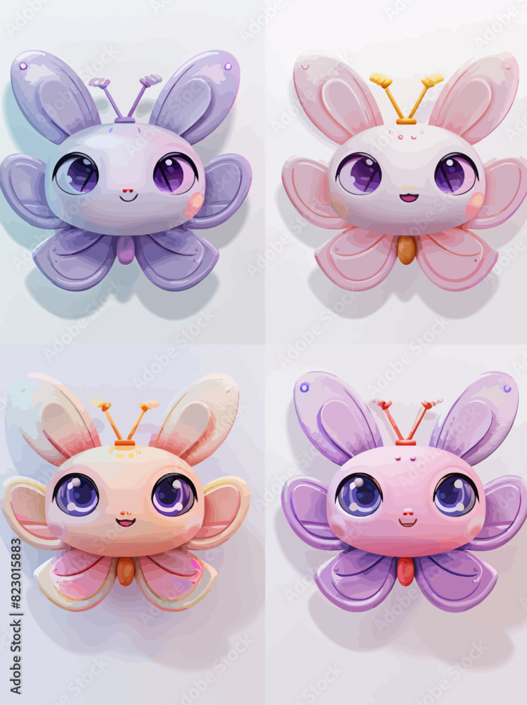 a series of four images of a butterfly, a bunny, and a butterfly a series of four images of a butterfly, a bunny, and a butterfly