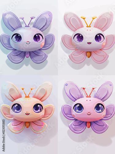 a series of four images of a butterfly, a bunny, and a butterfly