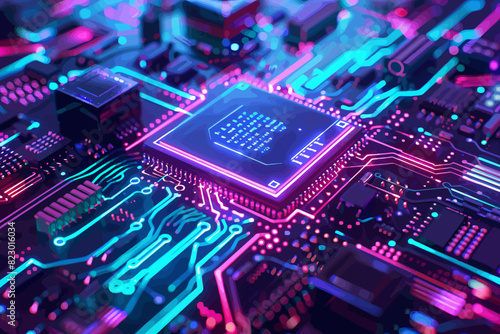 a close up of a computer chip on a circuit board © ArtisticAllure