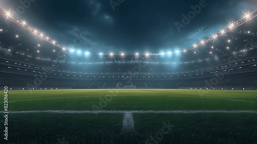 football stadium background with cloudy night sky. Generative AI