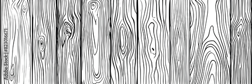 Hand drawn wood plank, wood grain, seamless border, vector design, banner