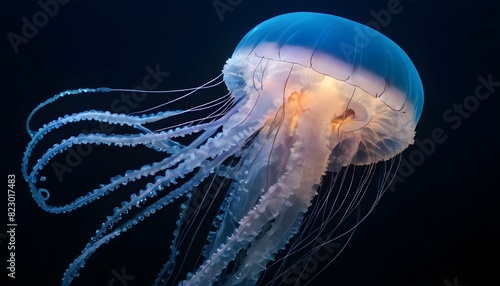 A Jellyfish With Tentacles That Glow With Biolumin Upscaled 6 © Shardea