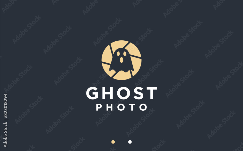 ghost with lens logo design vector silhouette illustration ghost with lens logo design vector silhouette illustration