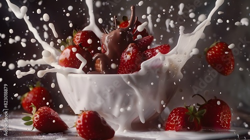 Strawberries and Cream Depict a bowl of fresh strawberries