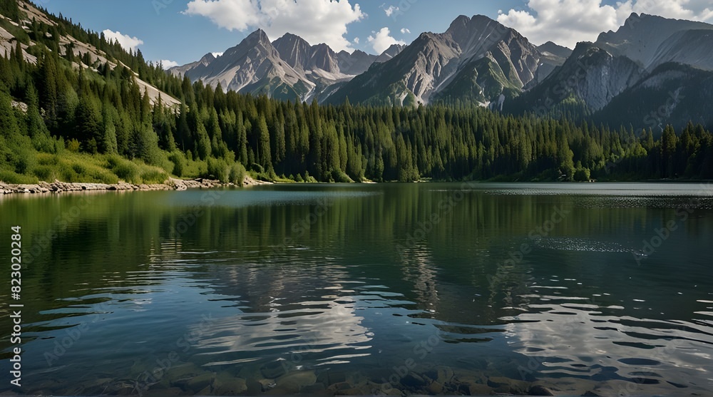Mountains around lake in summer.generative.ai Mountains around lake in summer.generative.ai