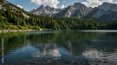 Mountains around lake in summer.generative.ai