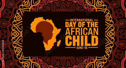 16 June is International day of the African child background template. Holiday concept. use to background, banner, placard, card, and poster design template with text inscription and standard color.
