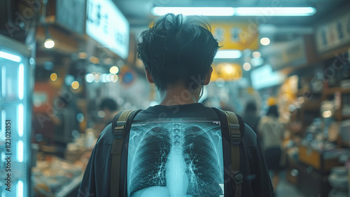 doctor examining the patient chest x-ray film lungs scan at radiology department in hospital,generative ai