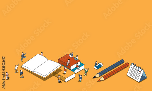 計画的に勉強する学生たち　タイトル用イラスト