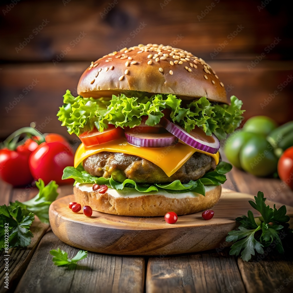 delicious burger with fresh ingredients delicious burger with fresh ingredients