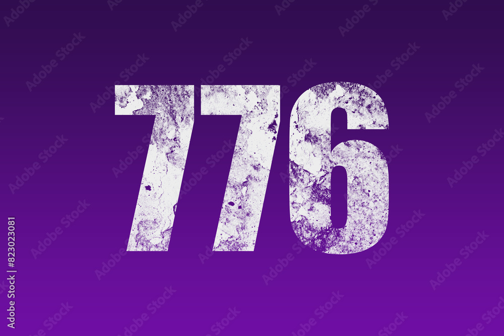 flat white grunge number of 776 on purple background. flat white grunge number of 776 on purple background.
