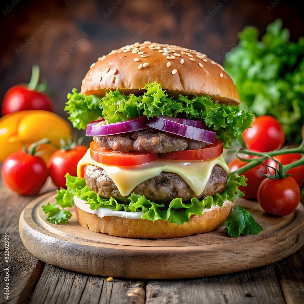 delicious burger with fresh ingredients delicious burger with fresh ingredients