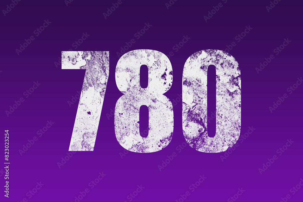 flat white grunge number of 780 on purple background. flat white grunge number of 780 on purple background.
