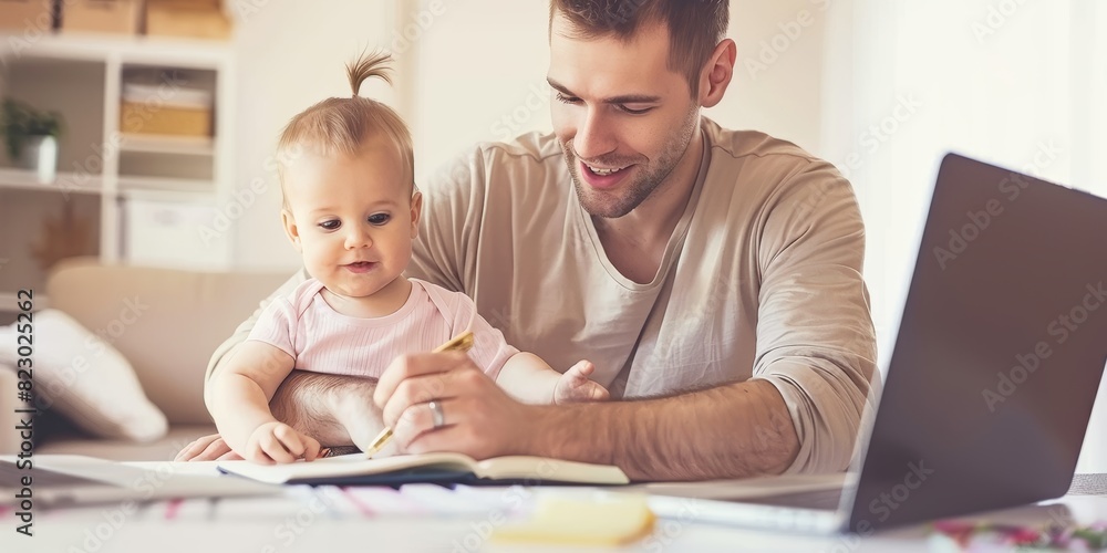 Father and Baby Learning: A Heartwarming Family Scene of Bonding and Education at Home, Showcasing Nurturing Parenting and Early Childhood Development, Generative AI Father and Baby Learning: A Heartwarming Family Scene of Bonding and Education at Home, Showcasing Nurturing Parenting and Early Childhood Development, Generative AI