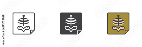 Body chest x-ray different style icon set