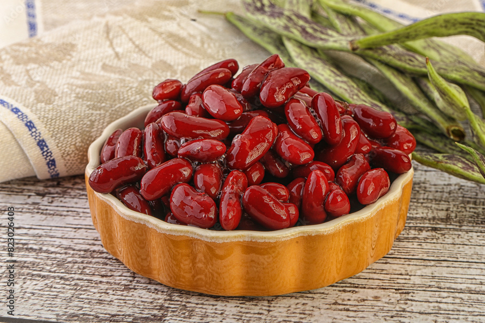 Baked red canned bean in the bowl Baked red canned bean in the bowl