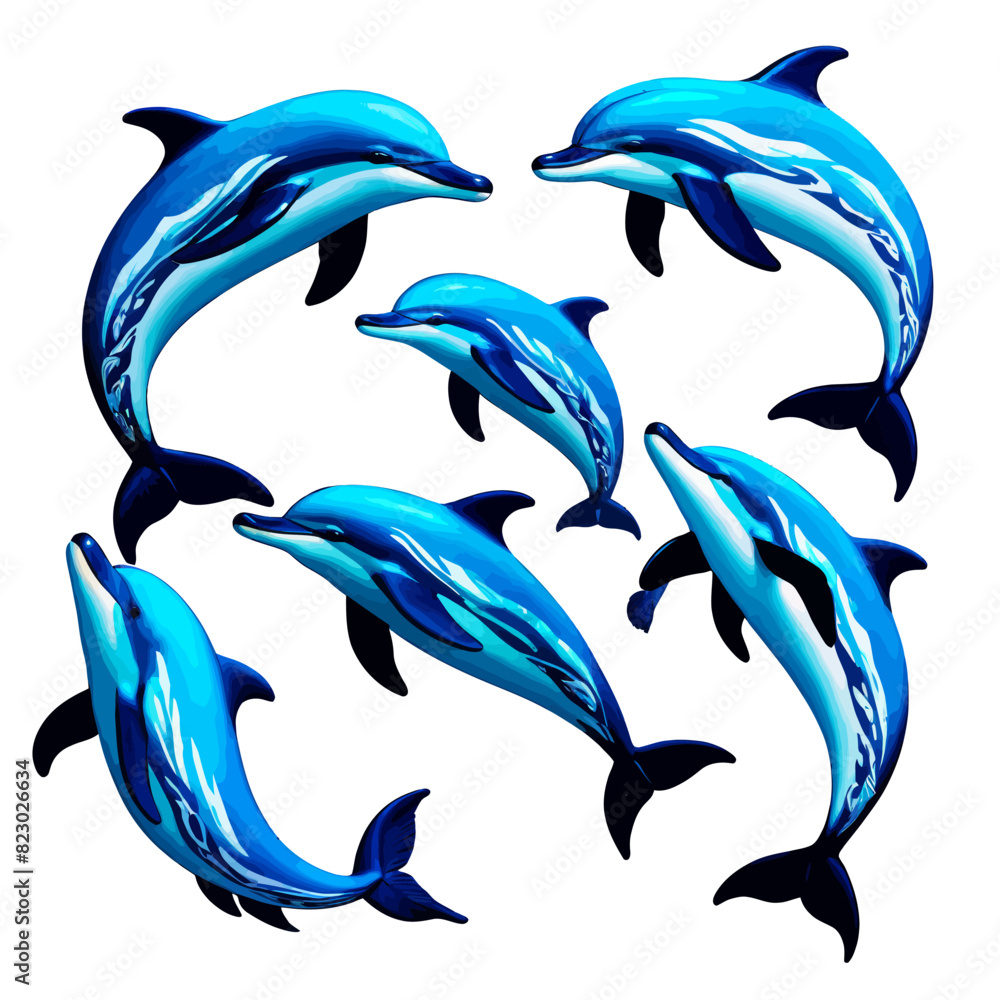 Naklejka premium a group of dolphins swimming in the ocean