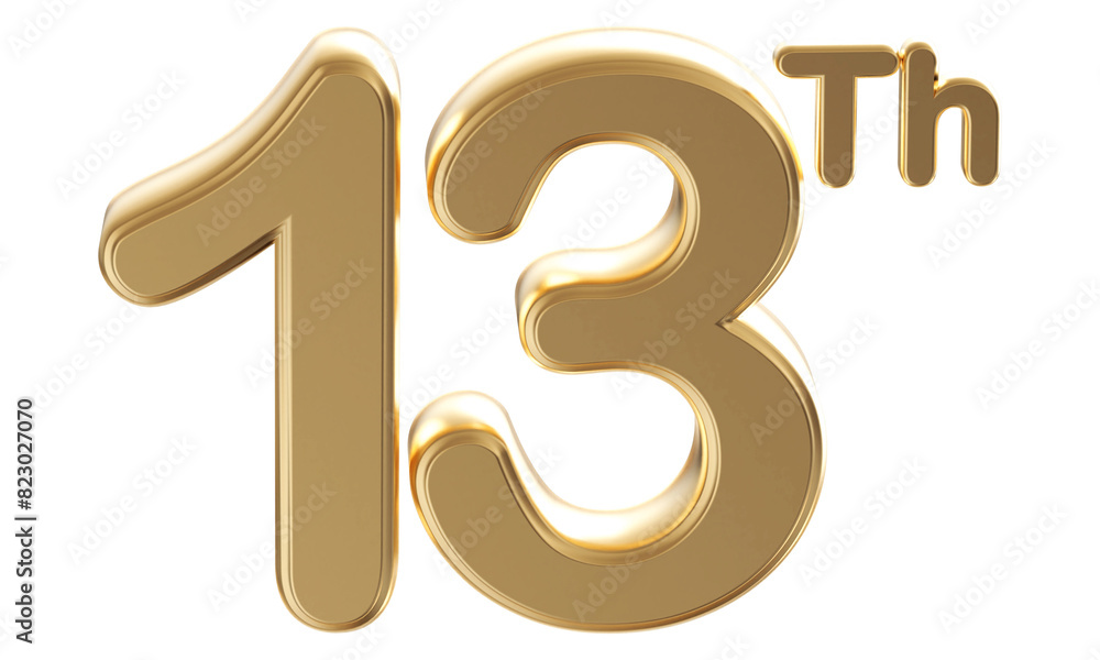 Gold 3d number 13th Gold 3d number 13th