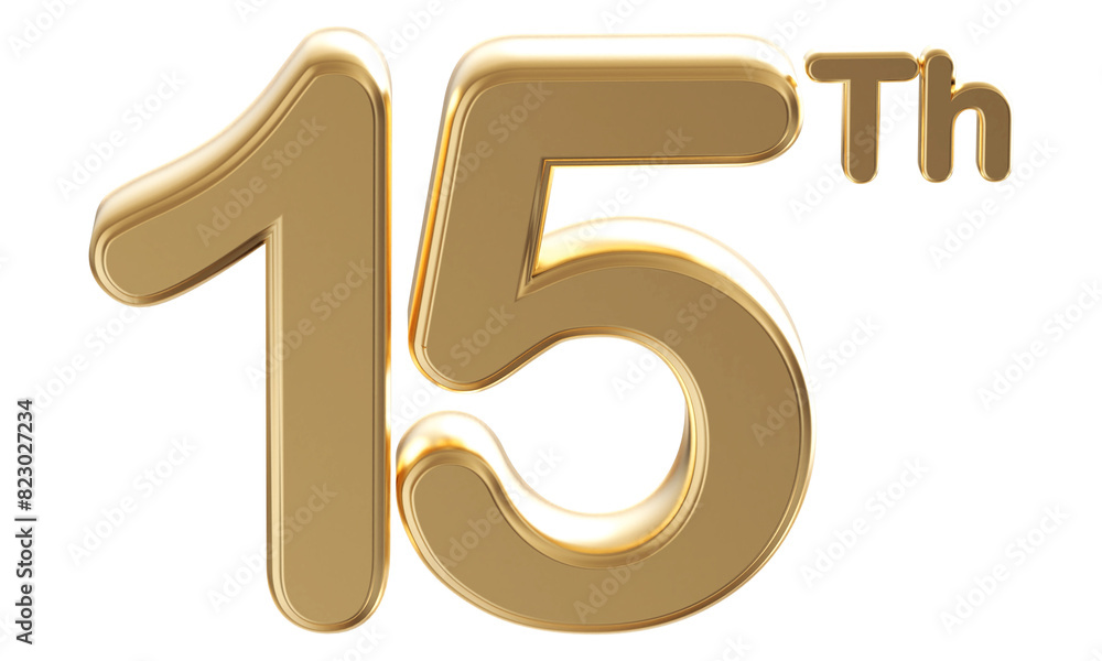 Gold 3d number 15th Gold 3d number 15th