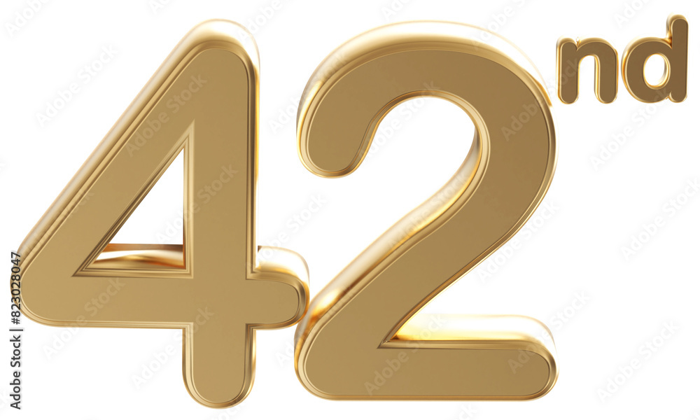 Obraz premium Gold 3d number 42nd