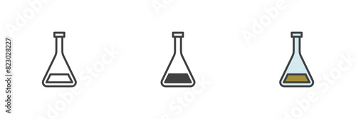 Laboratory flask different style icon set