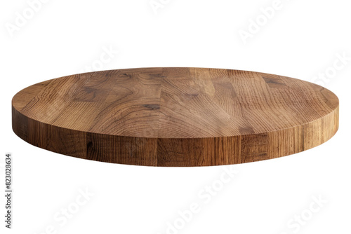 Round wooden podium Isolated on white background