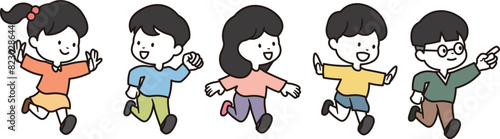 元気よく楽しく追いかけている男の子と女の子のイラスト素材