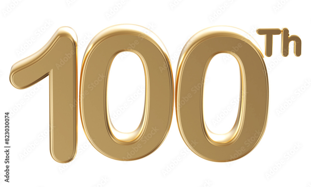 Gold 3d number 100th Gold 3d number 100th
