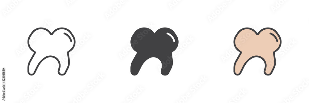 Tooth different style icon set Tooth different style icon set