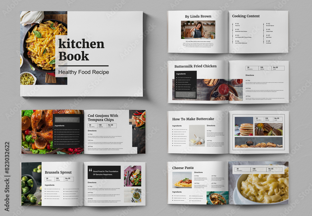 Cook Book Magazine Landscape Stock Template | Adobe Stock