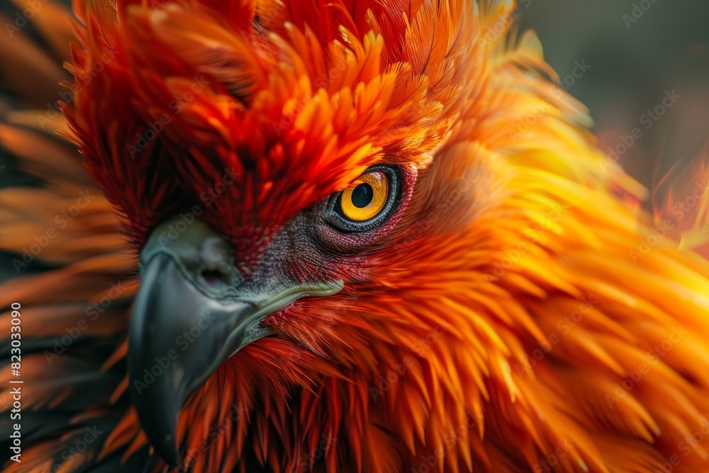 Fototapeta premium Vibrant red feathers of a majestic bird