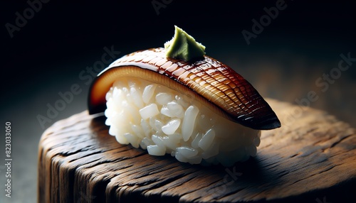 A close-up image of Anago (Conger Eel) Nigiri Sushi photo
