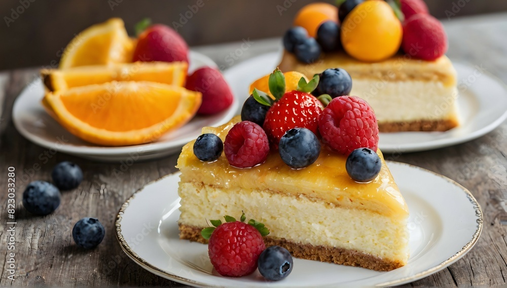 Delicious cake with fruits Delicious cake with fruits