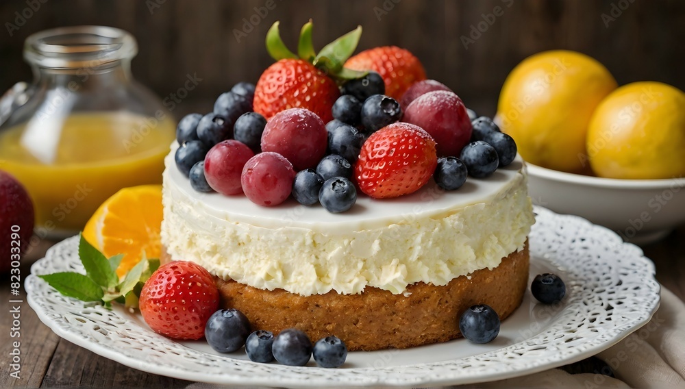 Delicious cake with fruits Delicious cake with fruits