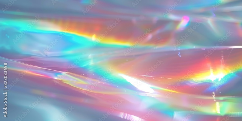 Holographic rainbow light effect on a white background. Holo iridescent color spectrum. Rainbow hologram, prismatic light refraction for a design template. Abstract blurred background. Holographic rainbow light effect on a white background. Holo iridescent color spectrum. Rainbow hologram, prismatic light refraction for a design template. Abstract blurred background.