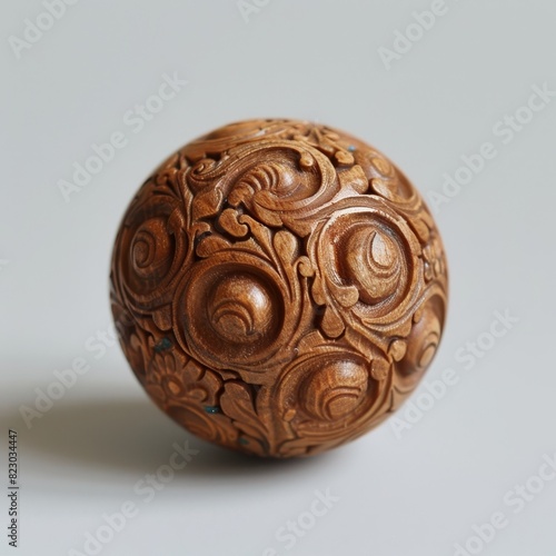 Intricate carved wooden ball