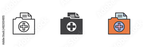 Medical folder different style icon set
