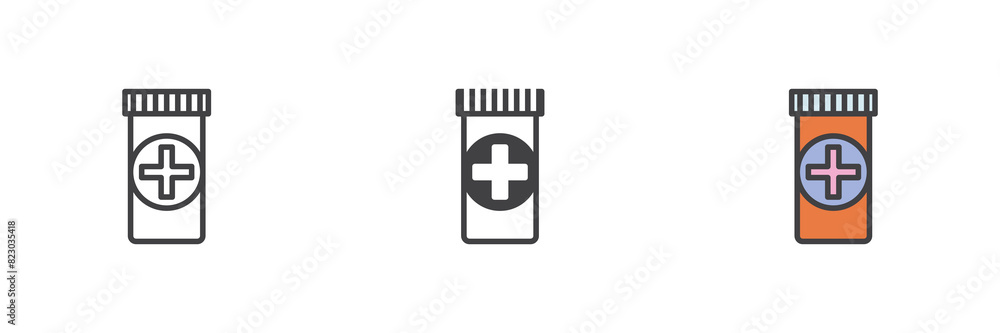 Obraz premium Medicine pills different style icon set