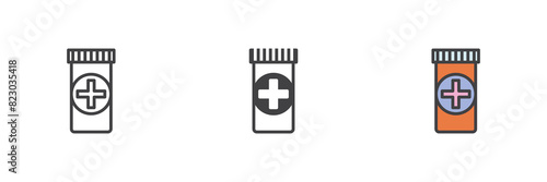 Medicine pills different style icon set