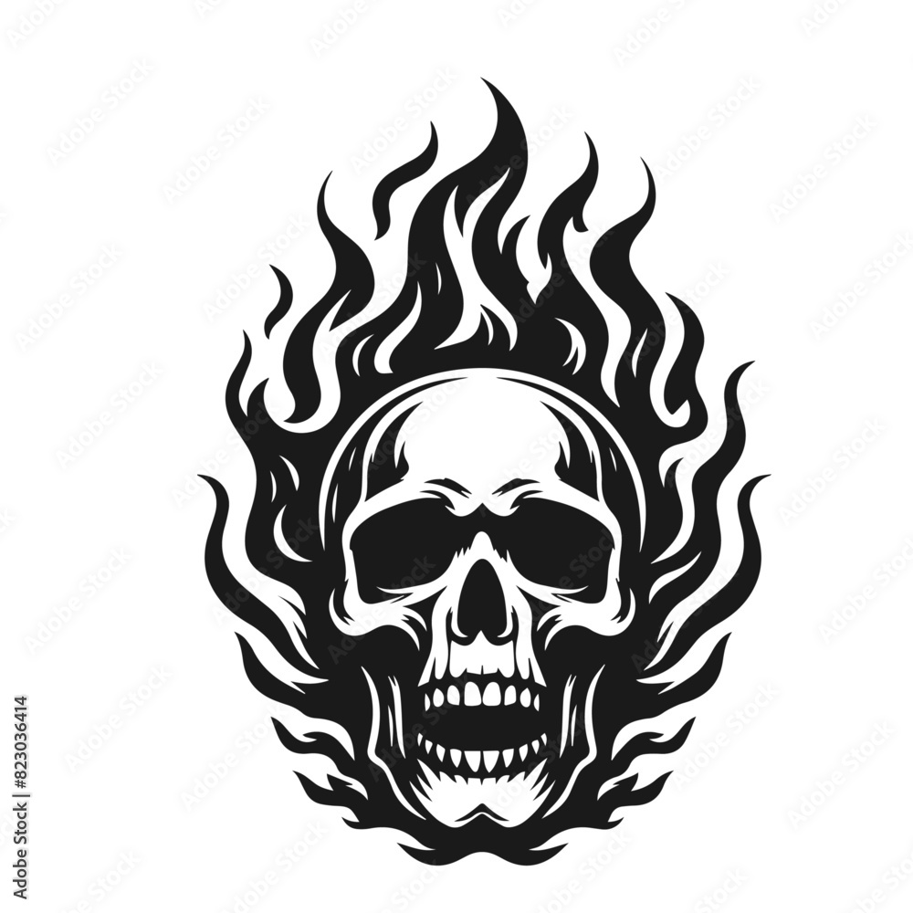 Highly detailed Skull silhoette vector illustration isolated on white background Highly detailed Skull silhoette vector illustration isolated on white background