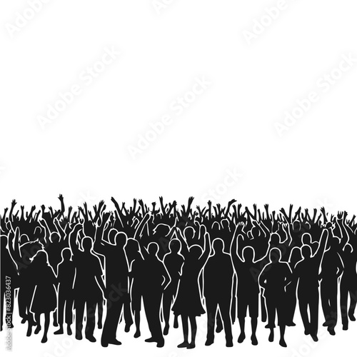 Highly detailed People Protesting silhoette vector illustration isolated on white background