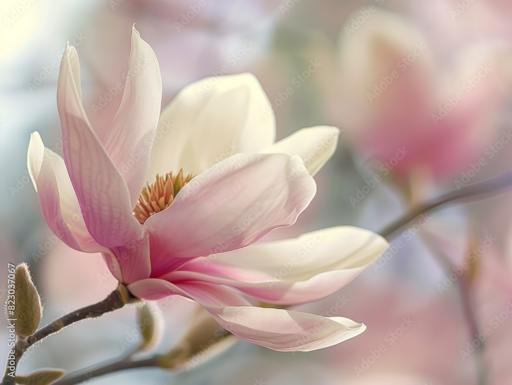 Delicate pink magnolia flower in bloom Delicate pink magnolia flower in bloom