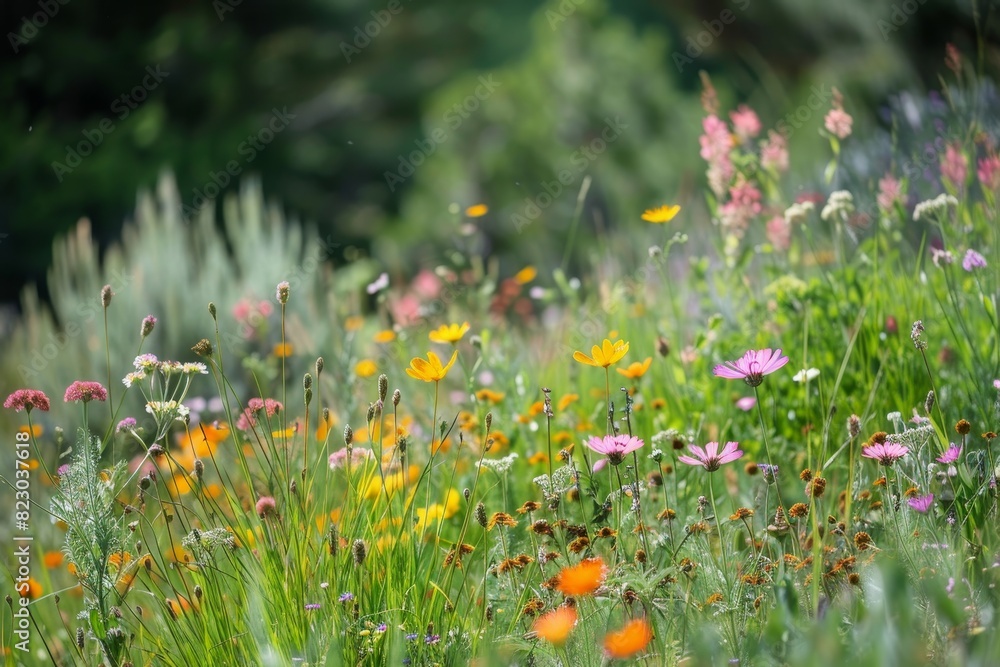 Vibrant wildflower meadow in summer