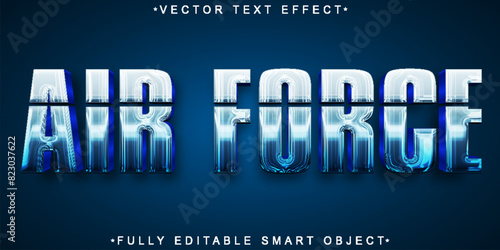 Shiny Blue Air Force Vector Fully Editable Smart Object Text Effect