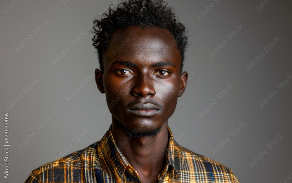 Obraz premium A man in a plaid shirt poses for a picture