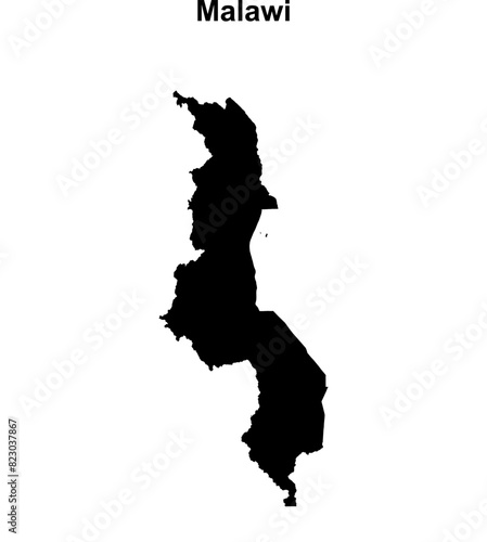 Malawi blank outline map design