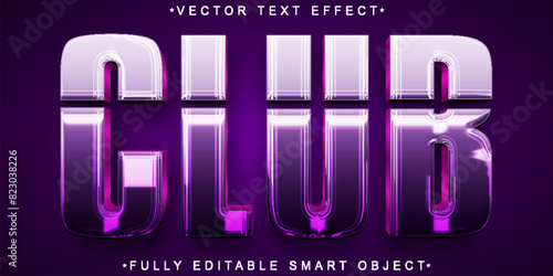 Shiny Purple Club Vector Fully Editable Smart Object Text Effect