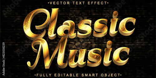 Golden Classic Music Vector Fully Editable Smart Object Text Effect
