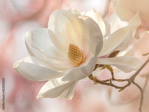 Delicate white magnolia flower in bloom