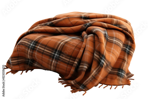 Dazzling Dreamscape: Plaid Blanket and Tassels on Transparent PNG Background.